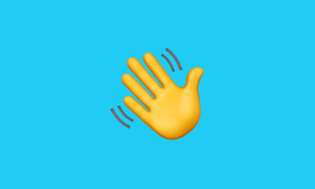 Emoji hand waving goodbye. 