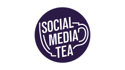Purple circle with the Social Media Tea logo inside of it in white.